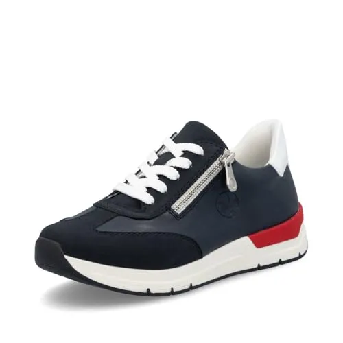 RIEKER Keilsneaker für Damen, Gr. 41, bunt - Sportliche Keilsneaker aus Lederimitat mit kontrastfarbenen Details, ideal für den Alltag. Bequemer Reißverschluss und herausnehmbare Innensohle für hohen Tragekomfort.