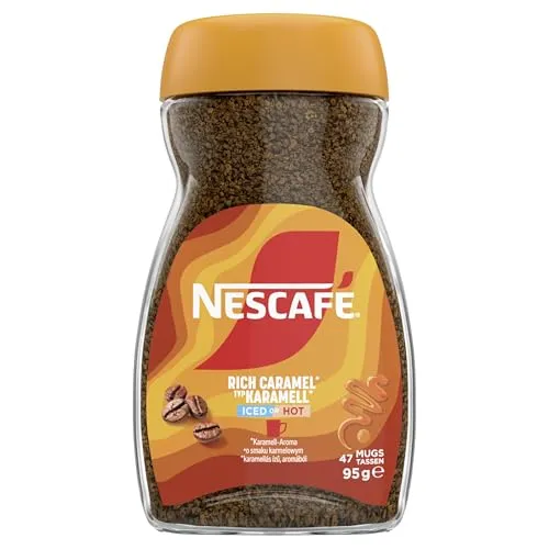 NESCAFÉ Typ Karamell, löslicher Bohnenkaffee, aromatisierter Instantkaffee, koffeinhaltig, 1er Pack (1 x 95g)
