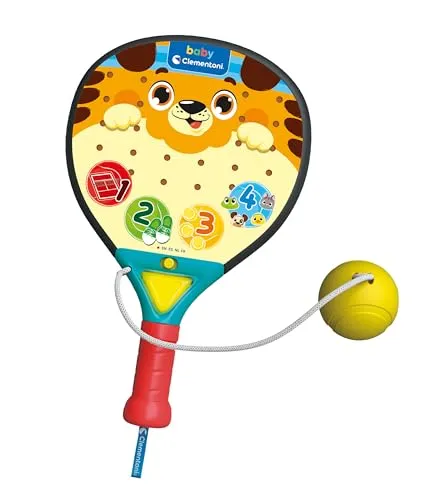 Clementoni | Baby Padel – Interaktives Spielzeug für Babys 12 Monate | Lernschläger mit Geräuschen, Lichtern und Bewegungserkennung | Lernen Zahlen und Farben | Geschenkidee