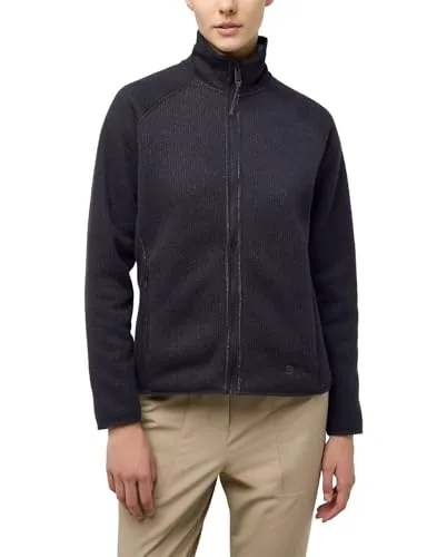 Jack Wolfskin Damen Kaminfeuer Jkt W - Dark Navy, L EU - Funktionsjacke aus hochwertigem Sherpa-Fleece mit gefütterten Ärmeln und praktischen Hüfttaschen, ideal für kalte Tage.