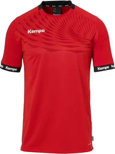 Kempa Trainings-T-Shirt WAVE 26 für Kinder, Unisex 2003654_02 rot/chilirot - Trikots mit Rundhalsausschnitt in Kontrastfarbe, aus leichtem, atmungsaktivem Material für optimalen Tragekomfort beim Training.