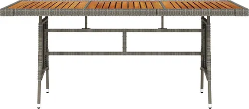 vidaXL Gartentisch Grau 160x70 cm aus Poly Rattan & Akazienholz - Eleganter und robuster Gartentisch mit wetterbeständiger PE-Rattan-Oberfläche und massiver Akazienholzplatte. Perfekt für Mahlzeiten im Freien und verleiht Ihrem Garten rustikalen Charme.