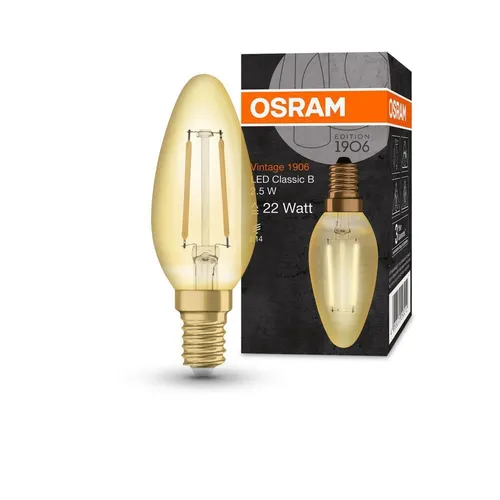 Osram E14  LED VINTAGE 1906 Gold Filament Kerzenlampe 2,5W wie 22W extra warmwei