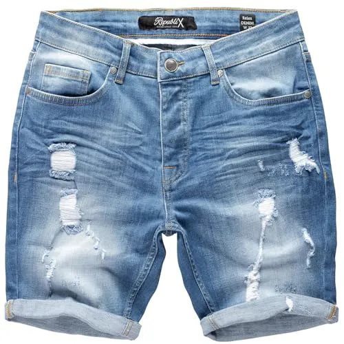 REPUBLIX Herren Jeansshorts Bermuda Regular Fit R7979 Hellblau W30 - Moderne Jeansshorts für Herren im Regular Fit, ideal für den Sommer. Bequem und vielseitig kombinierbar, perfekt für entspannte Tage.