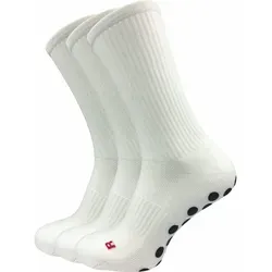 GAWILO Sportsocken für Herren - Fußball Socken für extra Grip im Fußballschuh (3 Paar) Noppen sorgen für Halt beim Fussball - Antirutsch in schwarz & weiß weiß 43-46
