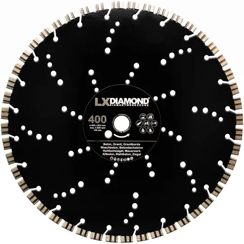 LXDIAMOND Diamant-Trennscheibe 400mm x 20,0 Granit Beton Hartgestein Waschbeton