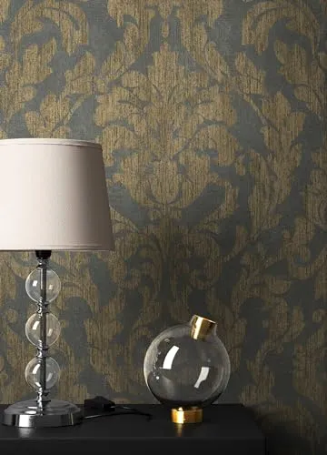 Newroom Vliestapete Schwarz Barocktapete mit Gold Glamour - Tapeten für ein stilvolles Ambiente, ideal für Büro, Diele oder Flur. Die Barocktapete verleiht jedem Raum eine edle Atmosphäre und unterstreicht Ihren persönlichen Stil.