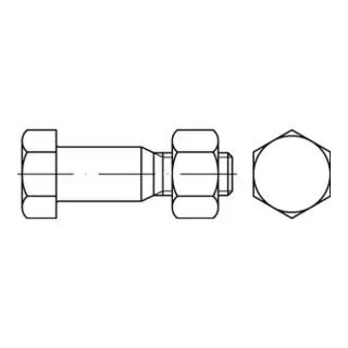 DIN 7968 Sechskant-Passschraube M16x100 mit Mutter, 25 Stück - Hochwertige feuerverzinkte Passschrauben für Stahlkonstruktionen, ideal für langlebige und korrosionsbeständige Verbindungen.