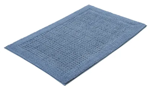 Kleine Wolke Badteppich Net, 60x90 cm, Stahlblau - Badematten & Badteppiche, 100% Baumwolle mit Cut-Loop-Effekt für ein attraktives Design und maschinenwaschbar bei 40°C für einfache Pflege.