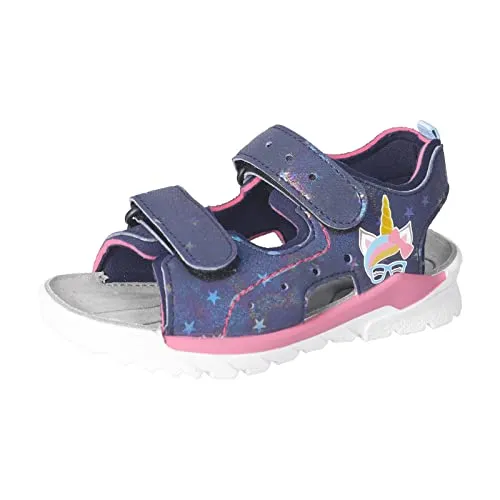 Ricosta Pepino Surf Sandalen in Nautic/Ozean/Pink, Größe EU 32 - Sandaletten für Mädchen mit toller Optik und liebevoller Dekoration, ideal für warme Tage. Flexibles PU-Material und einfache Handhabung durch Klettverschluss.