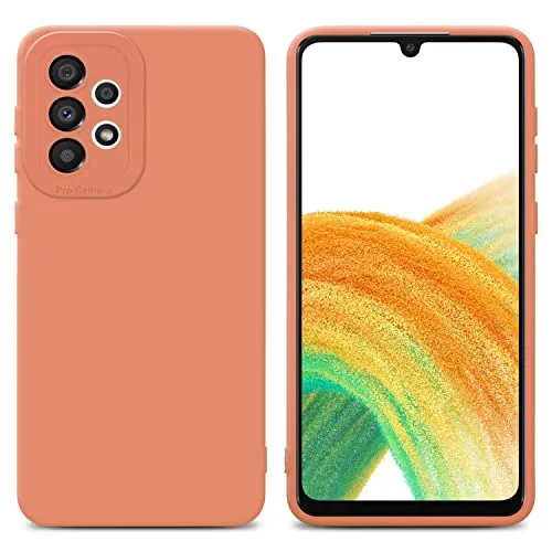 Cadorabo Hülle kompatibel mit Samsung Galaxy A32 4G Schutzhülle TPU Silikon Case Liquid Design mit Kameraschutz Slim Kratzfest Weiche Gummi mit Rundumschutz Case Hülle für Galaxy A32 4G in Orange