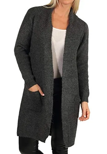 ONLY Damen Pullover 15179815 Dark Grey Melange XS - Strickjacke für Damen, weicher und warmer Pulli mit zwei offenen Taschen – ideal für jeden Anlass und perfekt für den lässigen Look.