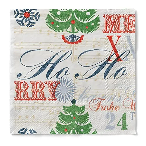 Sovie HORECA Weihnachtsserviette XMAS-GREETINGS (Bordeaux) aus 3-lagigem Tissue, Einweg Serviette Wintermotiv, ideal für Adventszeit &Weihnachten, 40 x 40 cm, 1/4 Falz, 100 Stück
