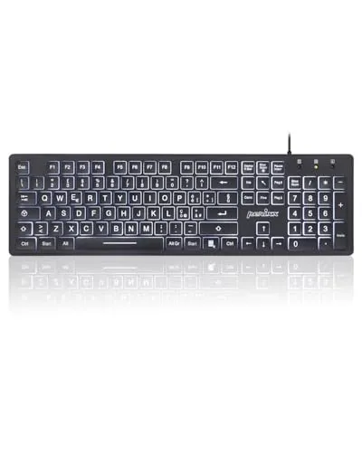 Perixx PERIBOARD-317 Tastatur mit Hintergrundbeleuchtung, LED, weiß, USB, kabelgebunden, Full-Size, große Buchstaben, italienisches QWERTY-Layout