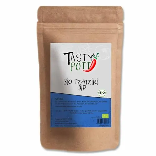 Tasty Pott Bio Tzatziki Dip 30g Beutel | Kochen & Marinieren | Dips & Soßen | Geschmack Genuss Knoblauch | besonders Qualität Bio | Tzaziki Zaziki Cacik