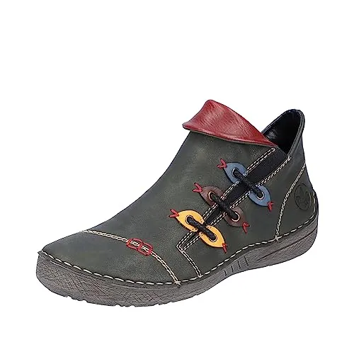Rieker Stiefeletten für Damen in grün - Wanderschuhe aus hochwertigem Kunstleder, bequem mit normaler Weite für optimalen Tragekomfort beim Wandern.