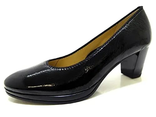 Ara Damen Orly Pumps, Schwarz - Elegante Slipper mit Blockabsatz - Damen-Pumps aus hochwertigem Lackleder mit komfortablem Blockabsatz, perfekt für stilvolle Auftritte und den ganzen Tag tragbar.