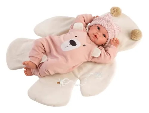 Llorens Llorens-63644 RN Puppe für Neugeborene, 36 cm, rosa Bär - Puppe für Neugeborene, 36 cm, aus weichem Material, ideal zum Kuscheln und Spielen, perfekt für kleine Kinder.