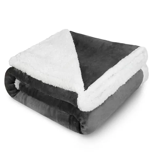 Pawsee Fleece Hunde Decke Flauschig Waschbar Sherpa Plüsch Kuscheldecke Hundebett für Katzen Welpen Katzen, Grau