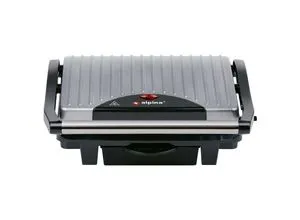 alpina Kontaktgrill Optigrill 230V/1000W - Vielseitiger Sandwich Maker und Panini Grill - Kontaktgrill & Sandwichmaker aus Edelstahl, ideal für köstliche Paninis und Sandwiches. Mit Tropfschale und Reinigungswerkzeug für einfache Handhabung und Pflege.