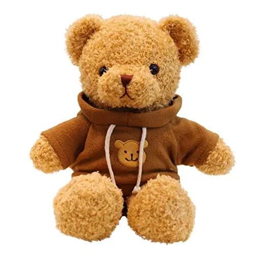 TROYSINC Teddybär Weiches Fell Teddybär mit Kapuze Tatzendruck Plüschtier Kuscheltier Stofftier Geschenk (Kaffeefarbe,50cm)