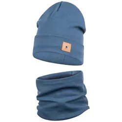 Smarilla Mütze & Schal Kindermütze mit Schal, Winterset für Jungen & Mädchen blau 50-52
