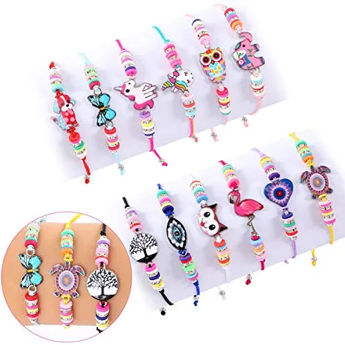 Tacobear 12Stk Freundschaftsarmband Kinder Armbänder Mädchen Einhorn Kinderschmuck Freundschafts Armbänder Handgemacht Geflochten Einstellbar Armband Geburtstagsparty Kindergeburtstag Geschenke