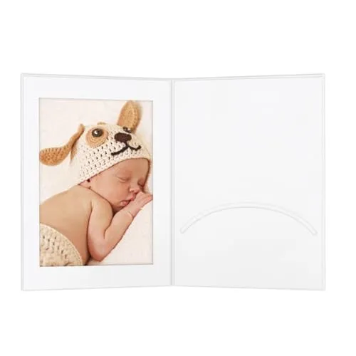 Schoeller & Stanzwerk© - 50 Stück Portraitmappen mit Passepartout und Einsteckschlitz für 13x18 cm Fotos - weiß - Kwick