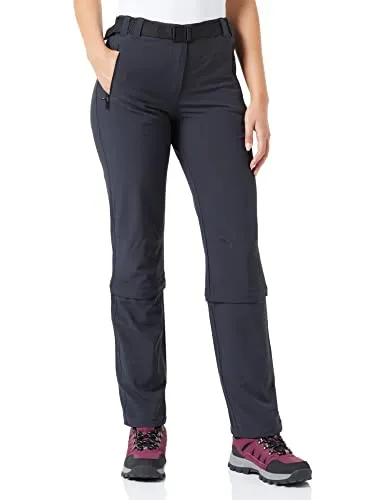 CMP Woman Zip OFF Pant antracite (U423) 46 - Wanderhose für Damen mit Zip-off-Funktion, wandelbar in Shorts und ideal für wechselnde Wetterbedingungen. Hochfunktionell, schnelltrocknend und atmungsaktiv für maximalen Komfort beim Wandern und Freizeitaktivitäten.