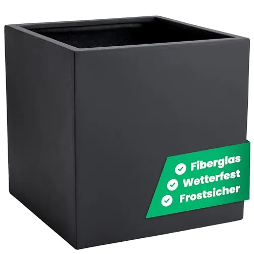 VIVANNO Pflanzkübel Fiberglas BLOCK Würfel - Anthrazit Matt 30x30x30 cm - Hochwertiger Fiberglas Pflanzkübel in modernem Anthrazit Matt, ideal für Innen- und Außenbereich. Mit 27 l Fassungsvermögen bietet er optimalen Platz für Ihre Pflanzen.