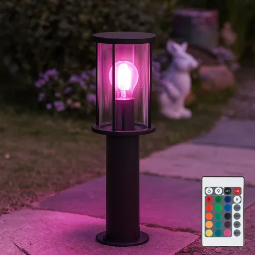 Stehlampe Garten Sockelleuchte mit Fernbedienung - Moderne Außenlampe mit dimmbarer RGB-Funktion, IP54 Schutz und elegantem Design aus Edelstahl. Ideal für stimmungsvolle Beleuchtung im Garten oder auf der Terrasse.