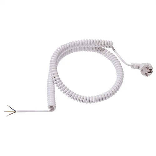 Bachmann Wendelleitung 1-4m weiss - Adapter mit CEE 7/7 Schutzkontaktstecker, flexibel von 1 bis 4 m einsetzbar, ideal für vielseitige Anwendungen und hohe Sicherheit durch doppeltes Schutzkontaktsystem.