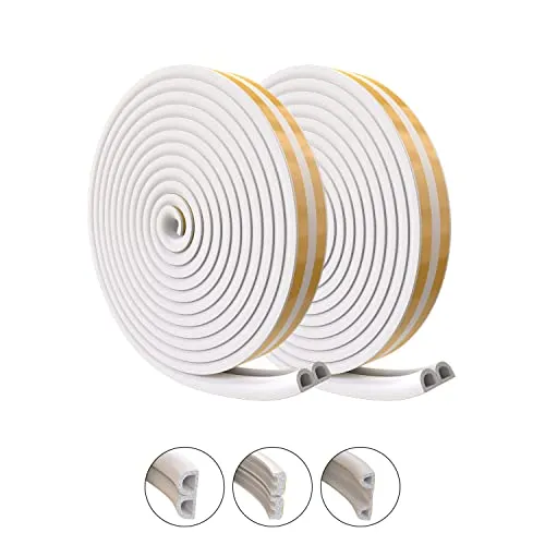 Nematek - Dichtungsband Fenster - Türdichtung D-Profil schnell montiert - Fenster Isolierung dienen als idealer Zugstopper - Fensterdichtband selbstklebend (weiß - D-Profil 5-7 mm)