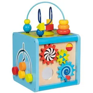 Goki Motorikspielzeug 58735 - Activitywürfel aus Holz für Kleinkinder - Motorikwürfel aus Holz mit 5 verschiedenen Spielen, regt die Sinne an und fördert die motorischen Fähigkeiten. Ideal für Kinder ab 1 Jahr, robust und nachhaltig.