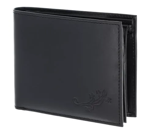 Oxmox Leder Geldbörse Leather RFID Protect Querscheinbörse Lizard 2.0 Embossed Black schwarz