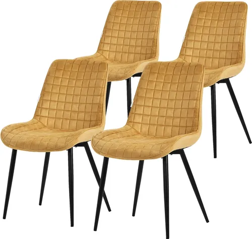 ML-Design Esszimmerstühle 4er Set, Senfgelb - Elegante Esszimmerstühle mit weicher Samtpolsterung und stabilen Metallbeinen. Ideal für stilvolle Akzente in Küche, Esszimmer oder Büro.