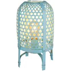 Tischleuchte Bambus blau 1-flammig LED H 37 cm