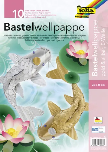 folia Bastelwellkarton (B)250 x (H)350 mm gold & silber 10 Bögen