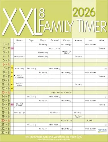 XXL Family Timer 8 2026: Hochwertiger Familienkalender von Korsch Verlag