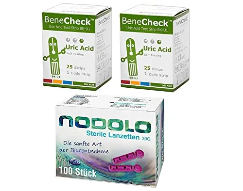 BeneCheck Harnsäure Teststreifen BK-U1 (50 Stück 100 Lanzetten)