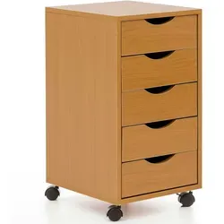 FineBuy Rollcontainer 5 Schubladen für Büro und Kinderzimmer - Moderner Rollcontainer mit 5 geräumigen Schubladen, mobil durch praktische Rollen. Ideal für Büro oder Kinderzimmer, aus kratzfestem und wasserabweisendem MDF.