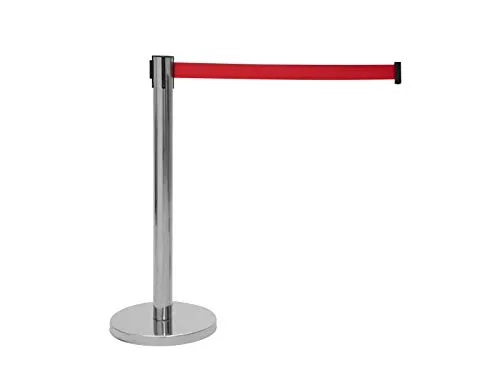 Eurolite Absperrpfosten mit Gurtabroller, Metall, Silber - Sicherheitskennzeichnung - Robuster Absperrpfosten mit selbstaufrollendem Gurtsystem, ideal für Warteschlangen, aus hochwertigem Edelstahl gefertigt.