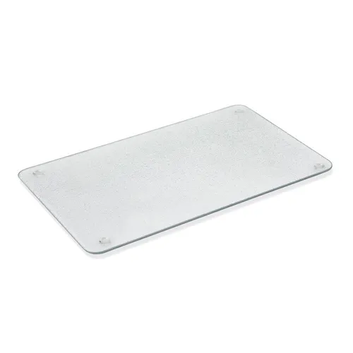 Schneidbrett Glas 50 x 40 cm mit Anti-Rutsch-Pads - Hochwertiges Schneidbrett aus gehärtetem Glas, schnittfest und hygienisch. Mit praktischen Anti-Rutsch-Pads für sicheren Stand. Ideal zum Schneiden und Servieren von Lebensmitteln.