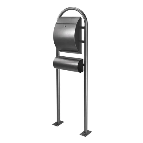 Standbriefkasten BK1500Z Hammerschlag, anthrazit - Robuster Metall-Briefkasten mit Zeitungsrolle, ideal für den Außenbereich und wetterfest.
