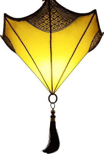 Marrakesch Orient & Mediterran Interior Deckenleuchte Berfu Gelb - Mediterrane Deckenlampe aus handgefertigtem Leder, ideal für stimmungsvolle Innenräume. Schaffen Sie mit dieser orientalischen Deckenleuchte eine warme Atmosphäre in Ihrem Zuhause.