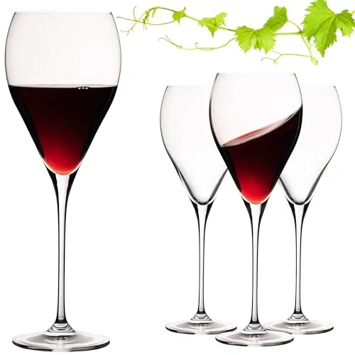 IMPERIAL Hohe Tropfenförmige Rotweingläser 520ml 'Paris' Set 4-Teilig Weingläser aus Crystalline Glas Spülmaschinenfest