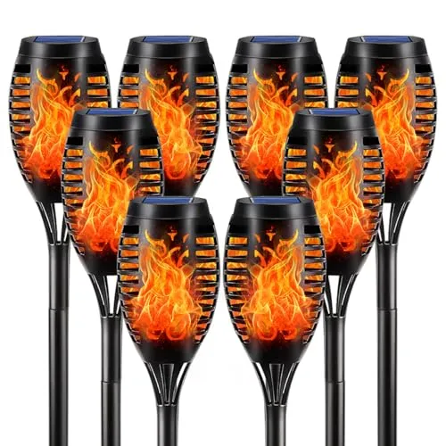 LQWELL LED Solarleuchte - Realistisches Flammeneffekt für den Garten - Lampen mit IP65 wasserdicht und beeindruckendem Flammeneffekt, perfekt für stimmungsvolle Außenbeleuchtung.