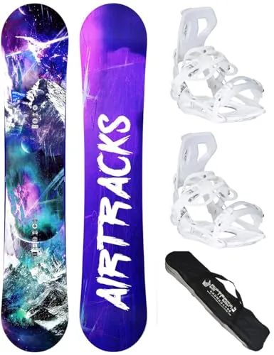 AIRTRACKS Damen Snowboard Set High M Carbon Lady Rocker 145 - Snowboard Bindung Master W M - SB Bag