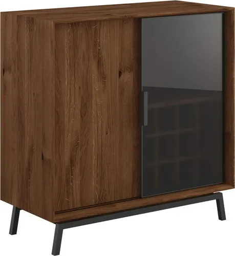 Kommode Modern Loft Weinregal 101x45x101cm 2-türig Massivholz geölt Farbe wählbar,Eiche Tabak