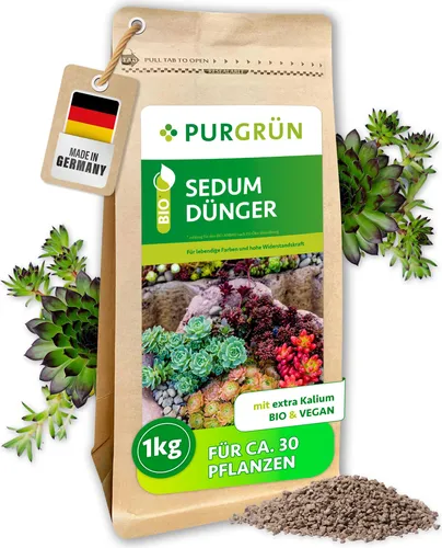 Purgrün Sedum Dünger, NPK 5+4+6 - Bio-Dünger für gesunde Sedumpflanzen - Bio-Sedum-Dünger für leuchtende Blätter und hohe Widerstandskraft. Ideal für Sedum und Sukkulenten, unterstützt kräftiges Wachstum und verbessert die Bodenqualität.